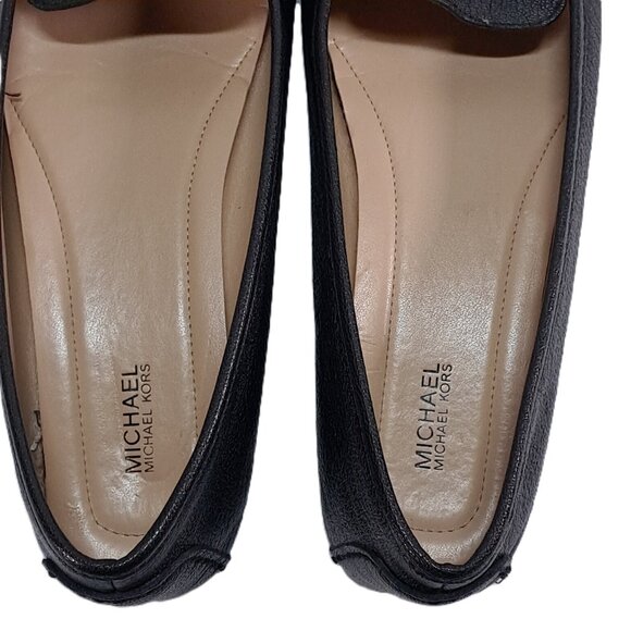 Michael Kors Loafers Women 9.5 Black Pebbled Leather Dangle Lock Slip On - Picture 10 of 16